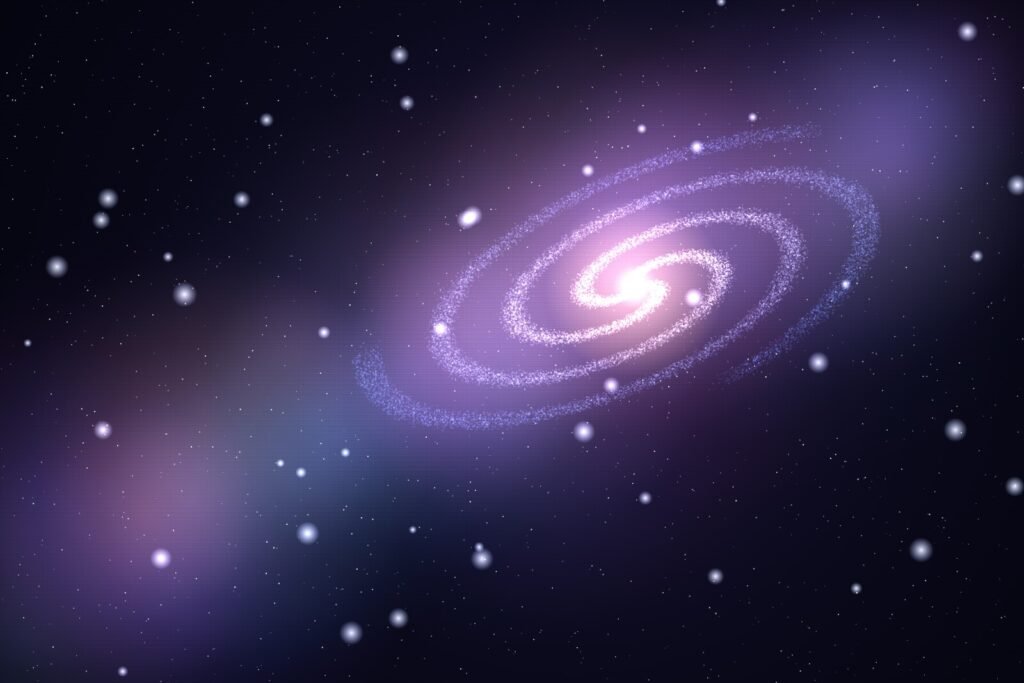 Ilustrasi galaksi spiral di langit semesta