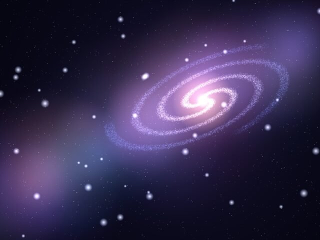 Ilustrasi galaksi spiral di langit semesta
